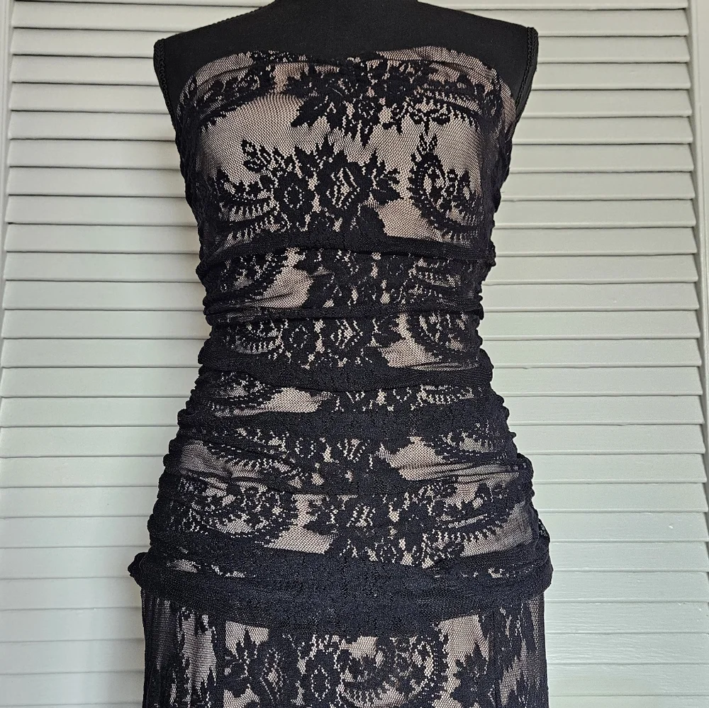 Y2K Black Lace Whimsigoth Dark Romantic Formal Gown Size XS - Picture 5 of 11